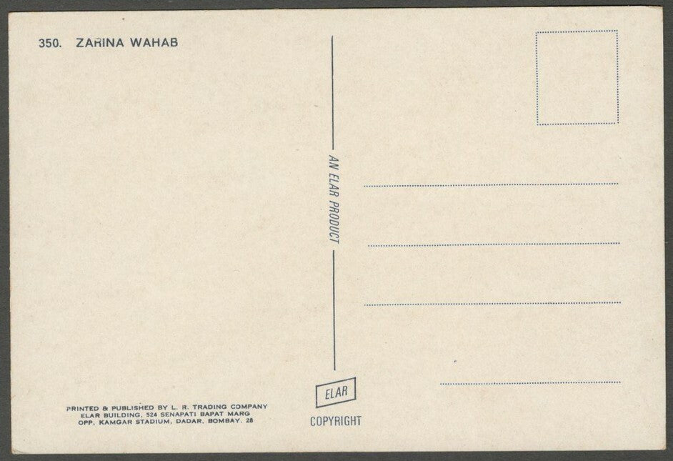 India Bollywood vintage postcard with facsimile signature ZARINA WAHAB ELAR 350