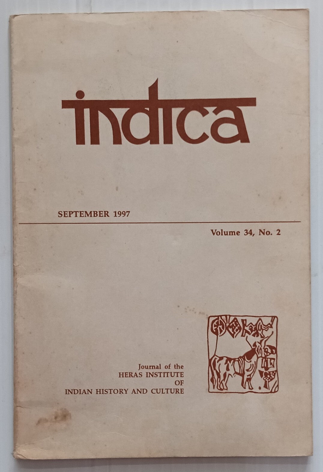 AOP India Indica Heras Institute of Indian History & Culture Journal 1997