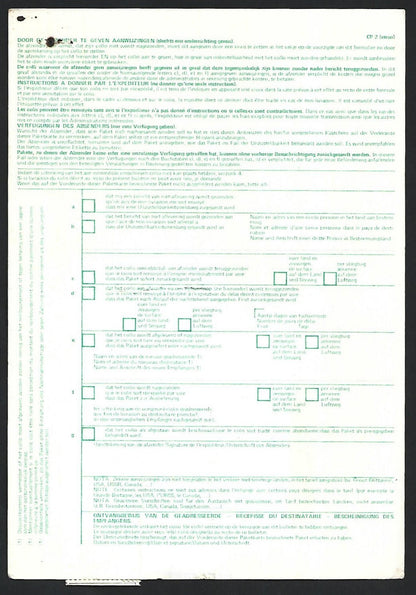 Belgium Railway parcel stamps on parcel card to India
