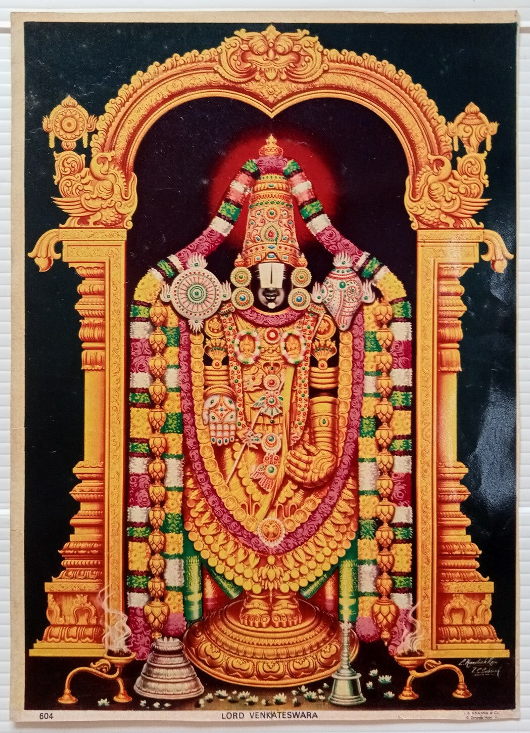 AOP India LORD VENKATESWARA J. B. Khanna 9.5" x 13" vintage Hindu poster