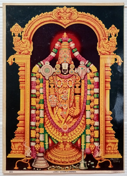 AOP India LORD VENKATESWARA J. B. Khanna 9.5" x 13" vintage Hindu poster