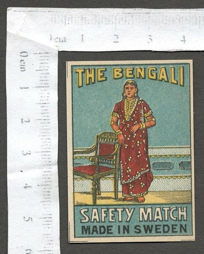 AOP India THE BENGALI vintage matchbox label