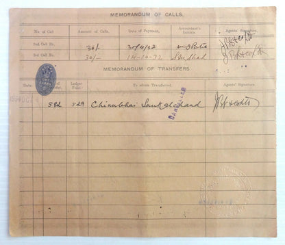 India 1932 Nutan Mills share certificate