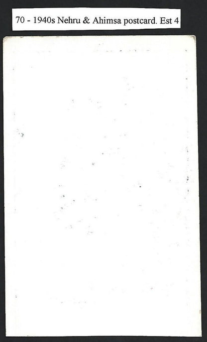 India vintage Nehru & Ahimsa plain back postcard