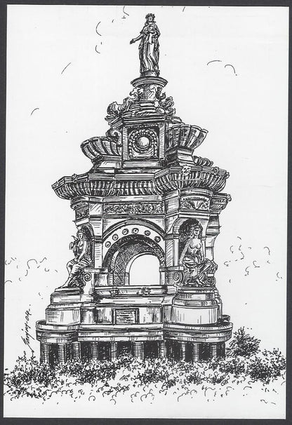 AOP India BOMBAY sketch postcard FLORA FOUNTAIN