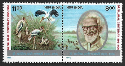 India 1996 Birth Centenary of Dr. Salim Ali BIRD WATCHER setenant set of 2 MNH