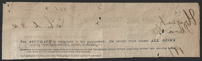 India 1893 Telegraph Telegram receipt with 5 colour franking