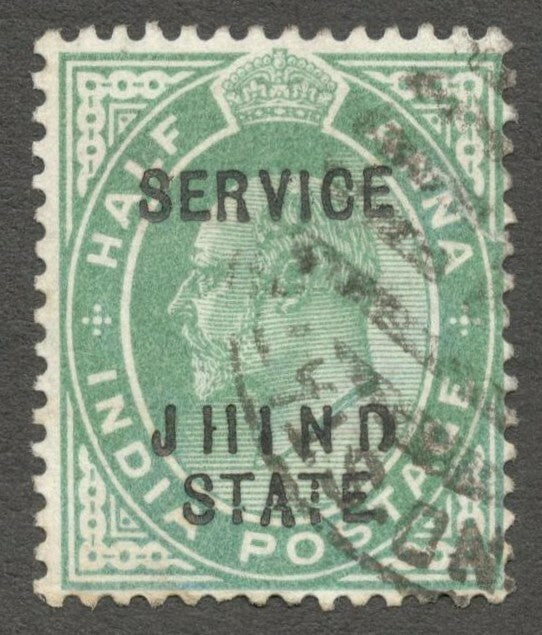AOP India Jind State KEdVII King Edward 1/2a with JIINn error