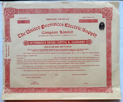 India c.1945 The United Provinces Electric Supply Company