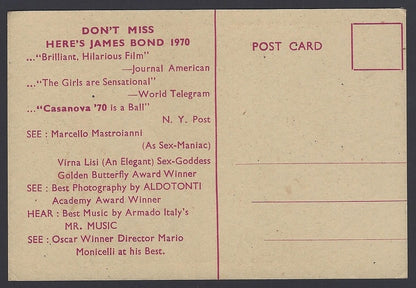 CASSANOVA ’70 James Bond 007 Satire movie publicity card India