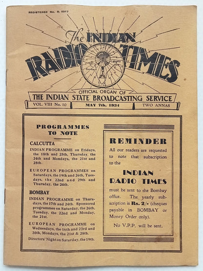 (AOP) THE INDIAN RADIO TIMES May 1934 issue