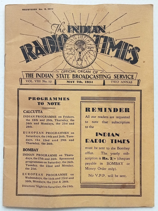 (AOP) THE INDIAN RADIO TIMES May 1934 issue