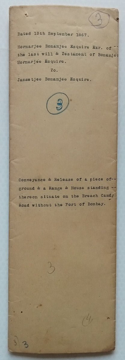AOP India 1872 hand drawn copy of 1867 Indenture
