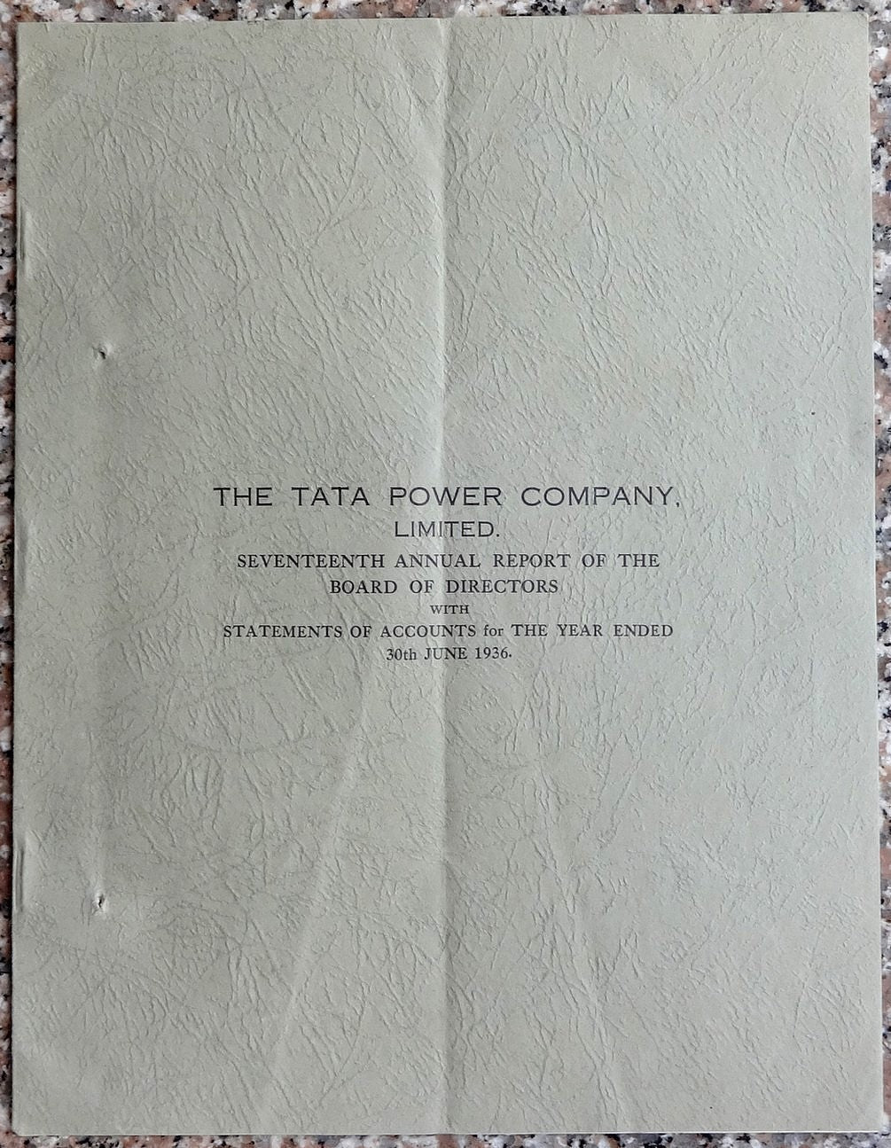 India 1936 THE TATA POWER COMPANY LTD Annual Report 13pgs