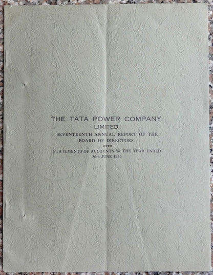 India 1936 THE TATA POWER COMPANY LTD Annual Report 13pgs