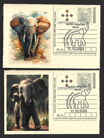 India ELEPHANTS 2023 Lemru Elephant Reserve pictorial commemorative postcards x8
