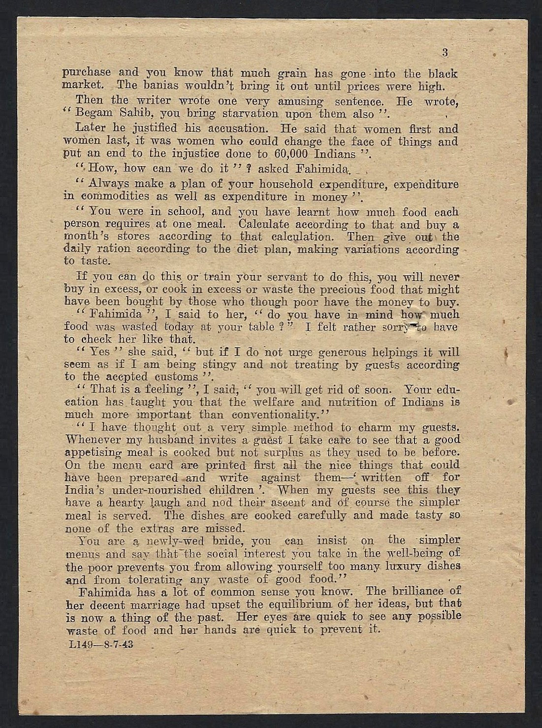 India WW2 1943 National Front propaganda pamphlet WASTE NOT WANT NOT