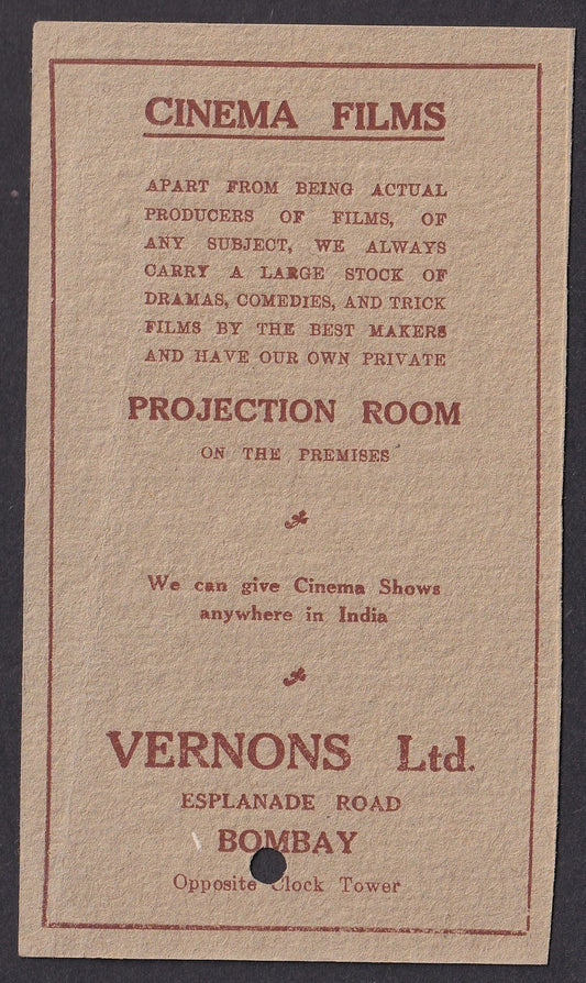 India VERNON STUDIOS Bombay vintage PORTRAITURE PLATINO PRINTS rate card