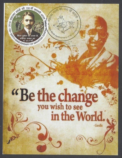AOP India 2018 GANDHI 150th B'day maxicard BE THE CHANGE YOU WISH TO SEE