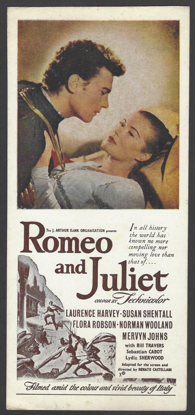India advertisement blotter for Romeo & Juliet 1954