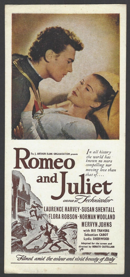 India advertisement blotter for Romeo & Juliet 1954