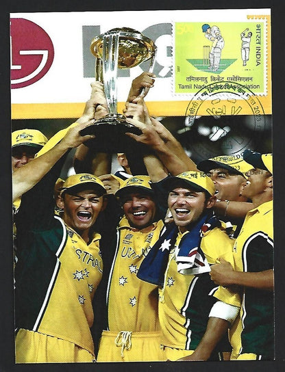 India 2023 ICC Cricket World Cup postcard AUSTRALIA TEAM