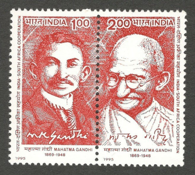 AOP India 1995 South Africa Mahatma Gandhi MNH se-tenant pair