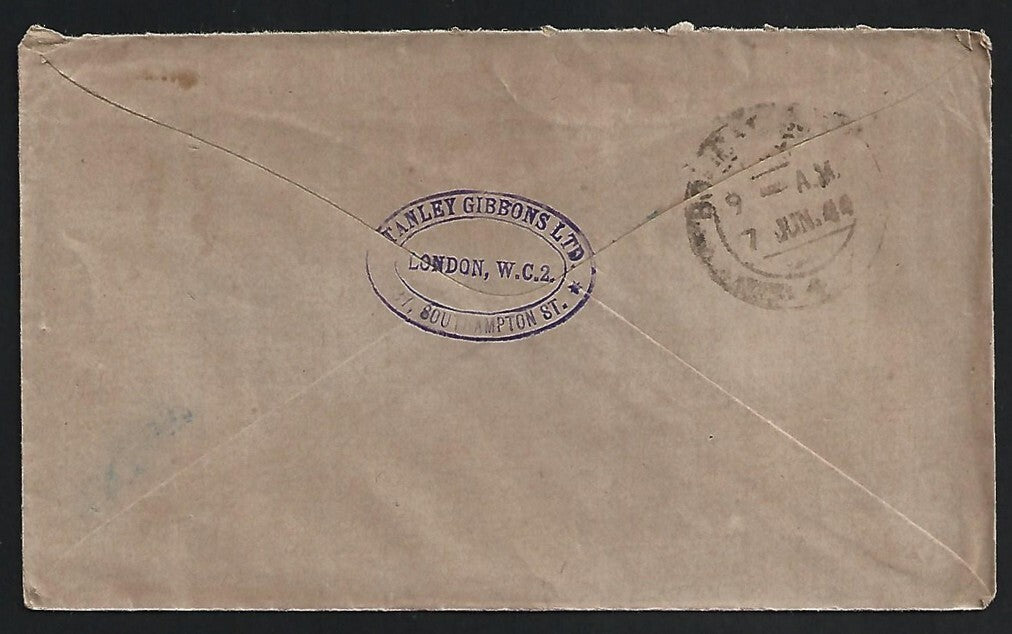 GB WW2 1944 censored cover London W.C. to Bombay, India