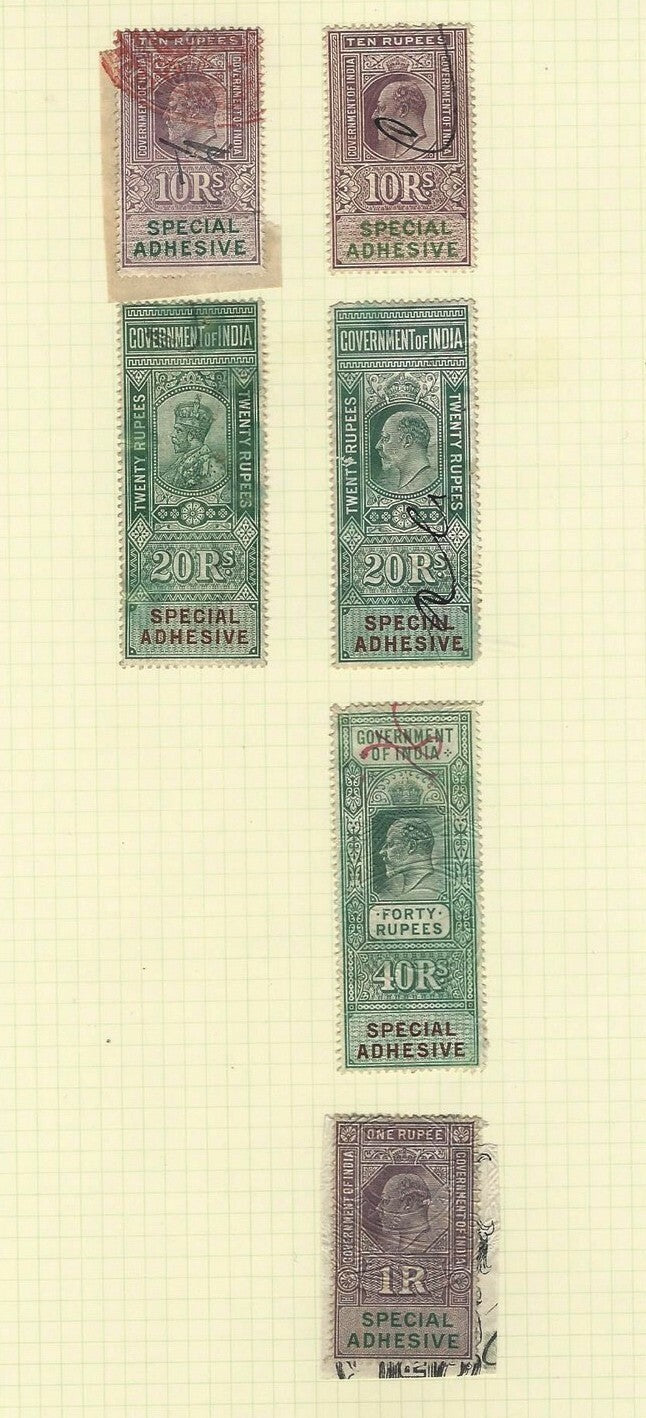 India collection of revenue stamps on sheets