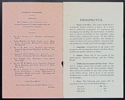 All India Cattle Show 1941 Poultry Section booklet