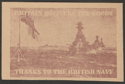 India BRITAIN DELIVERS THE GOODS THANKS TO THE BRITISH NAVY WW2 propaganda card