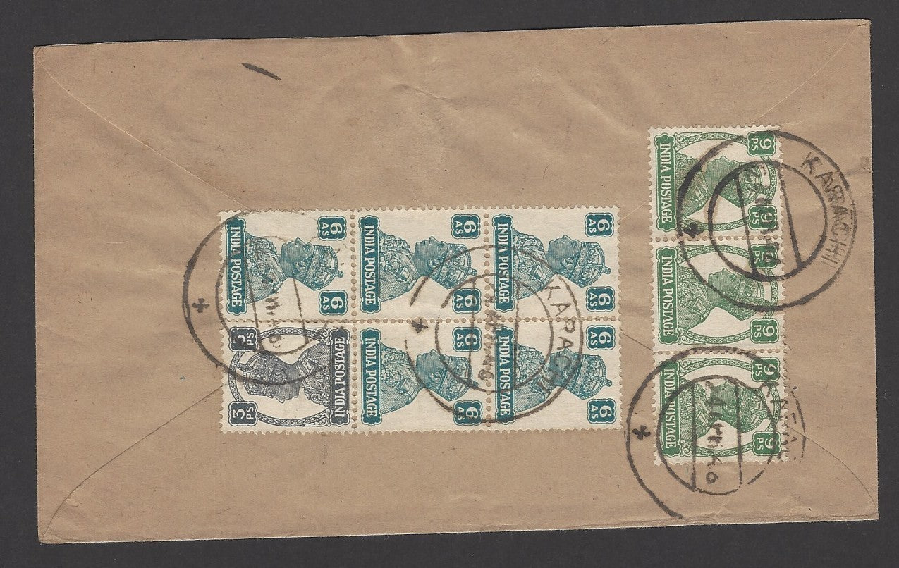 India 1946 cover to USA - attractive KGVI multi franking – 2R 0a 6p rate