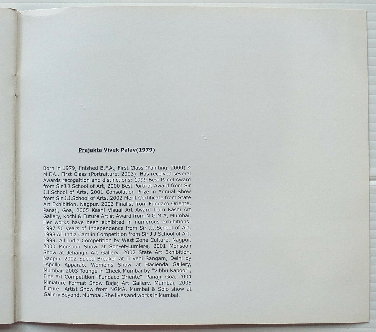 India Contemporary Art PRAJAKTA PALAV 2005 Exhibition souvenir12pages