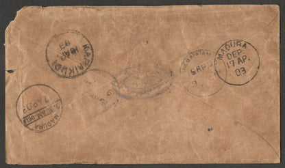 (AOP) India boxed PAQUEBOT of Negapatam on 1903 Foreign Postage Due cover