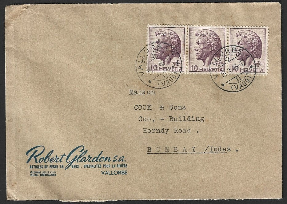 Switzerland 1946 cover to India