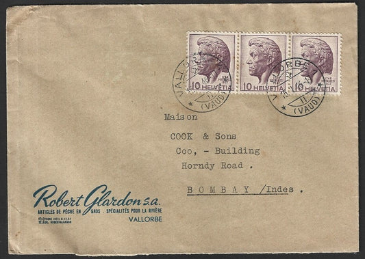 Switzerland 1946 cover to India