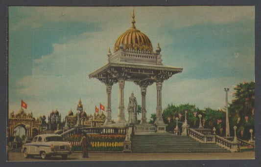 AOP India vintage color postcard Chamarajendra Statue,