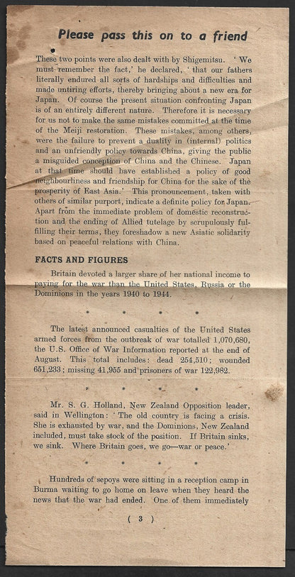 THE INDIAN WAR NEWS GROUP WW2 propaganda leaflet