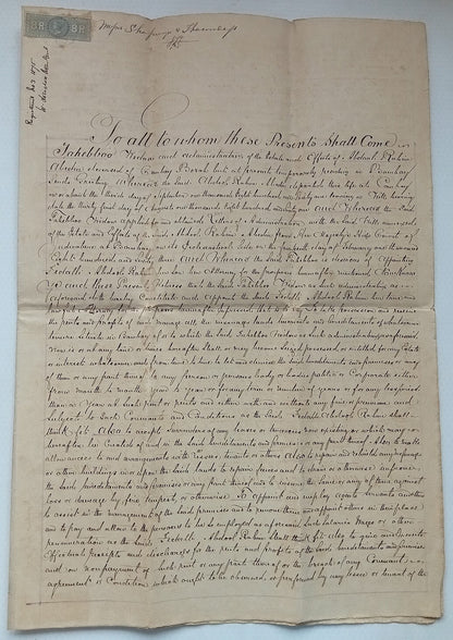 AOP India 1875 Indenture with QV 1868 Special Adhesive 8R