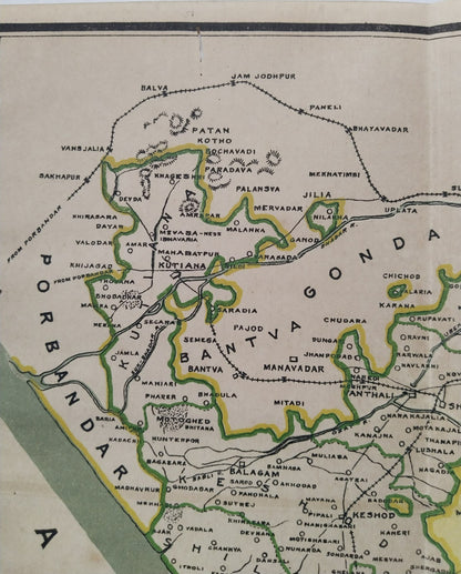 AOP India 1913 MAP of Junagadh State 33x48cm
