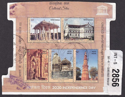 India 2020 UNESCO World Heritage Sites MS miniature sheet postally used