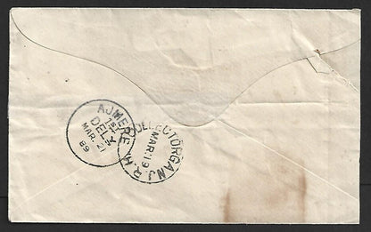 AOP India 1889 cover with dated manuscript cancellation