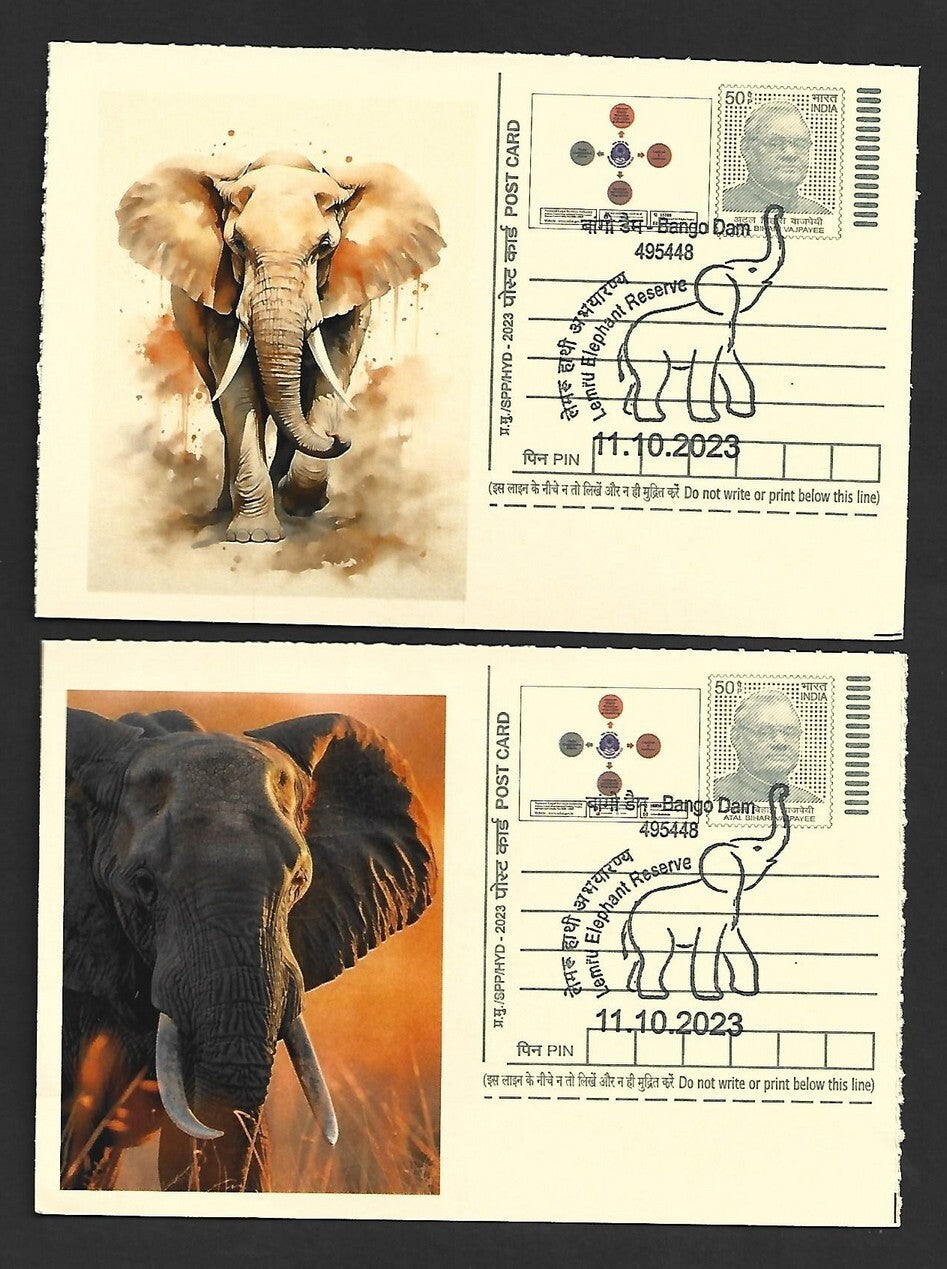 India ELEPHANTS 2023 Lemru Elephant Reserve pictorial commemorative postcards x8