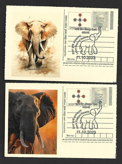 India ELEPHANTS 2023 Lemru Elephant Reserve pictorial commemorative postcards x8