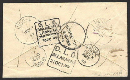 India DLO GWALIOR STATE LASHKAR on 1899 cover ZAZ
