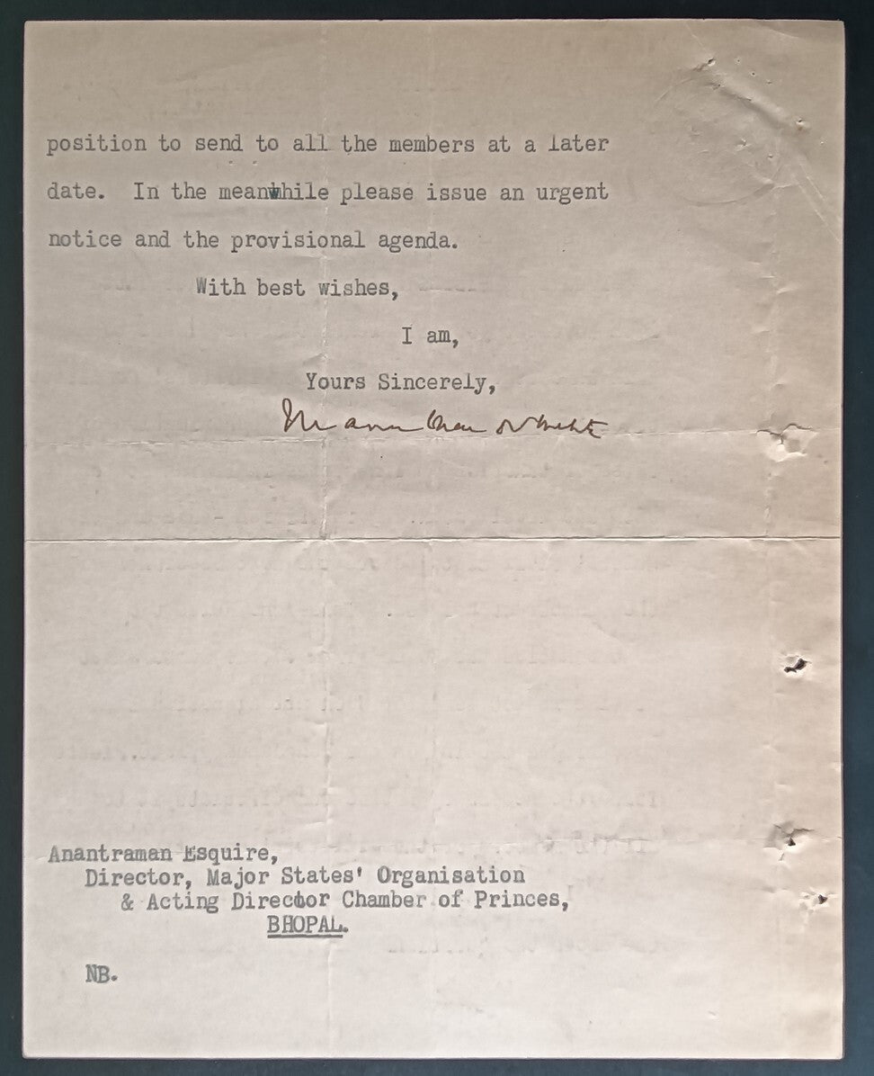 India 1945 crested letter FOREIGN & POLITICAL DEPARTMENT / GWALIOR