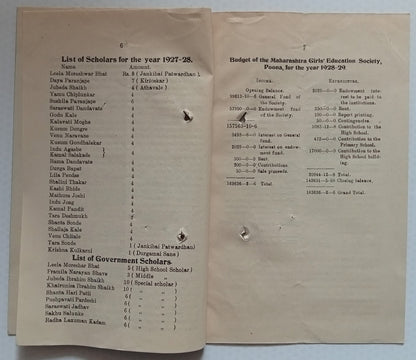 AOP India Maharashtra Girls Education Society, Poona REPORT FOR 1927-28