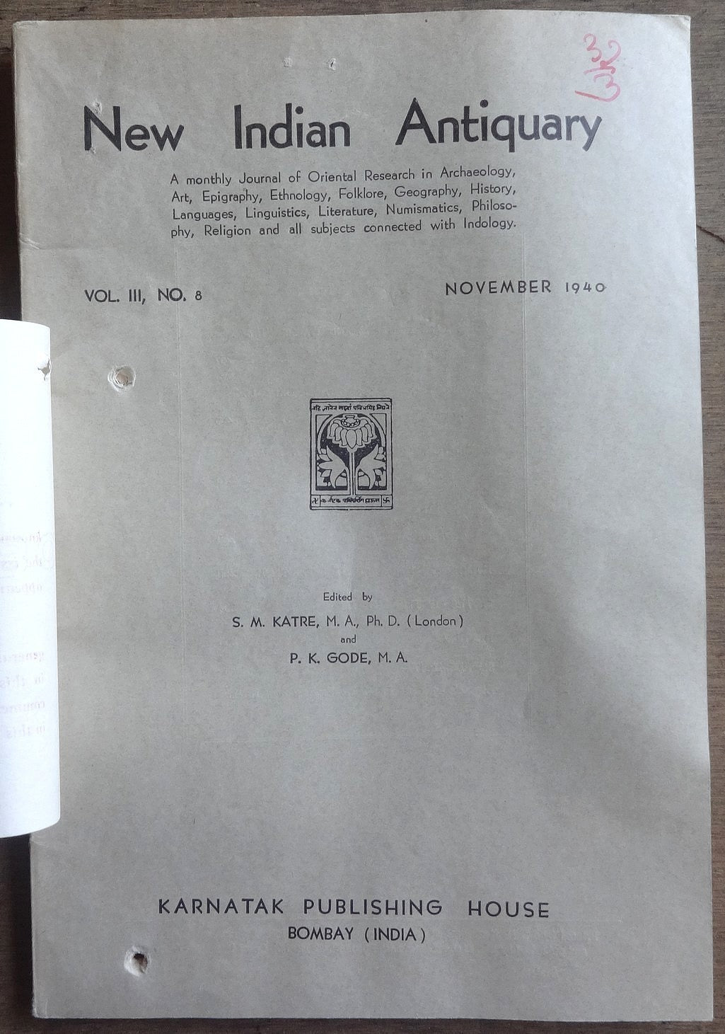 New Indian Antiquary Nov 1940 issue 176pgs Ӝ