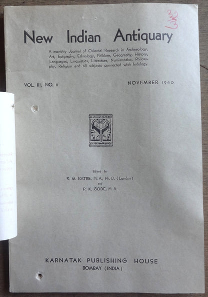 New Indian Antiquary Nov 1940 issue 176pgs Ӝ