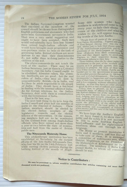 India THE MODERN REVIEW July 1914 Gandhi South Africa Commission 112pgs